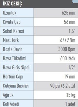 OSAKA OPT-P 560-12GXL Havalı Somun Sökme 1.5''
