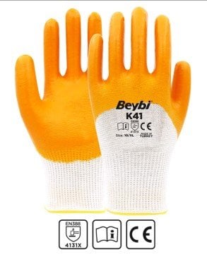 BEYBİ K41 Polyester Örme Nitril Eldiven 240 ÇİFT
