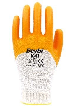 BEYBİ K41 Polyester Örme Nitril Eldiven 240 ÇİFT