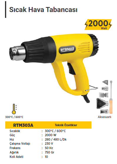 RTR MAX Sıcak Hava Tabancası / 2000 Watt
