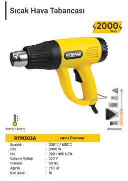 RTR MAX Sıcak Hava Tabancası / 2000 Watt