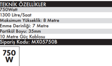 Max Extra QSB-JH-750 B Kirli Su Dalgıç Pompası (750 Watt)