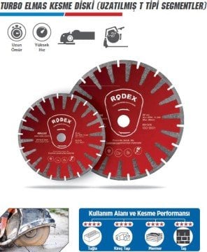 RODEX Turbo Elmas Kesme Diski ( Uzatılmış T Tipi Segmentler )