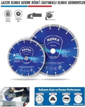 RODEX Lazer Elmas Kesme Diski (Kaynaklı Elmas Segmentler)