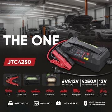 Lokithor JTC4250 12V/220V 4250Amp LiFePO4 Akıllı Akü Test + Akü Takviye + Akü Şarj Cihazı