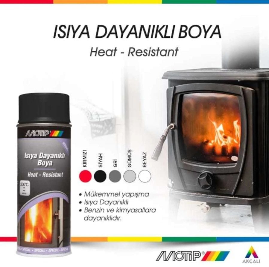 Motip Isıya Dayanıklı Yanmaz Mat Egsoz Mangal Fırın Boyası 400ML