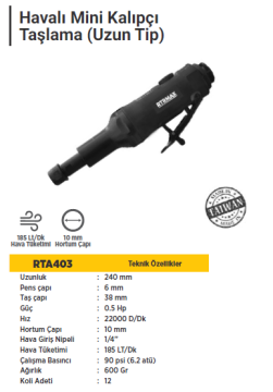RTR MAX Havalı Kalıpçı Taşlama 1/4''