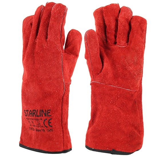 STARLİNE E-072X Hakiki Yarma Deri Kaynak Eldiveni Kırmızı Ölçü 10/XL (72 Çift)