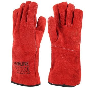 STARLİNE E-072X Hakiki Yarma Deri Kaynak Eldiveni Kırmızı Ölçü 10/XL (72 Çift)