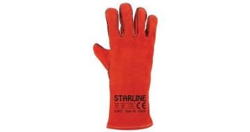 STARLİNE E-072 Hakiki Deri Yarma Eldiveni Kırmızı E-072 (Uzunluk 35 cm - 72 Çift)