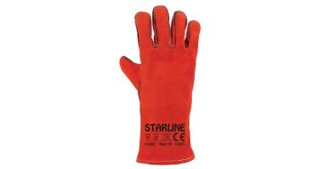 STARLİNE E-082 Hakiki Deri Yarma Eldiveni Kırmızı E-082 (Uzunluk 35 cm - 72 Çift)