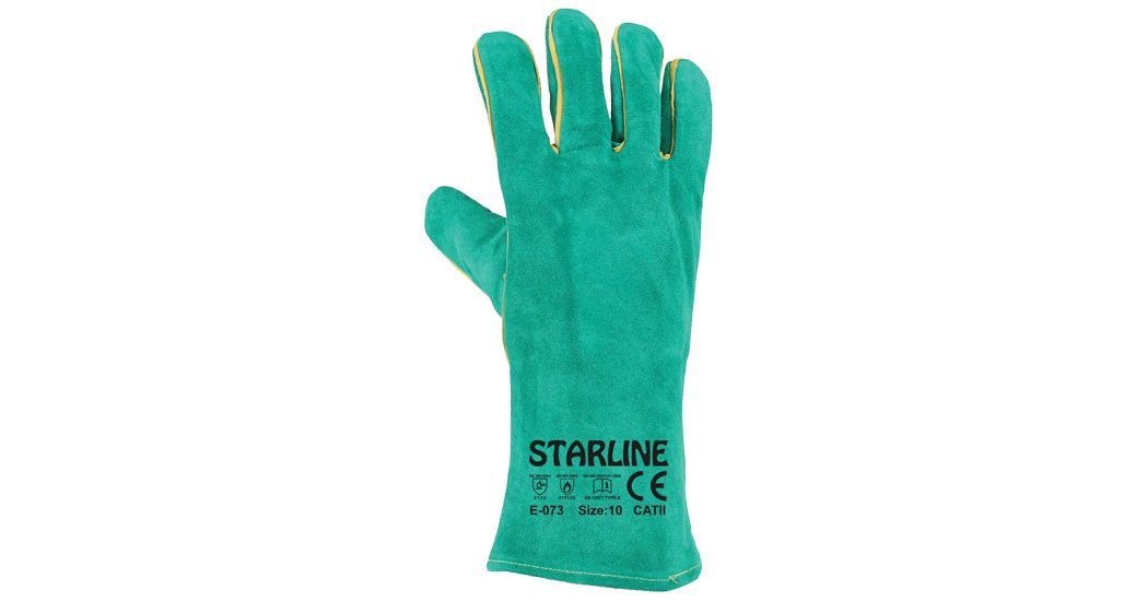 STARLİNE E-073 Hakiki Deri Yarma Eldiveni Yeşil  E-073 (Uzunluk 35 cm - 72 Çift)