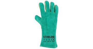STARLİNE E-073 Hakiki Deri Yarma Eldiveni Yeşil  E-073 (Uzunluk 35 cm - 72 Çift)