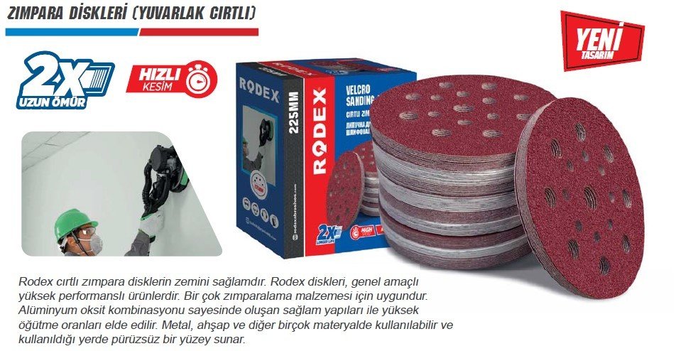 RODEX Yuvarlak 17 Delikli Cırtlı Zımpara - 100 ADET