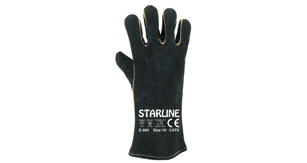 STARLİNE E-084 Hakiki Deri Yarma Eldiven Siyah E-084 (Uzunluk 35 cm - 72 Çift)
