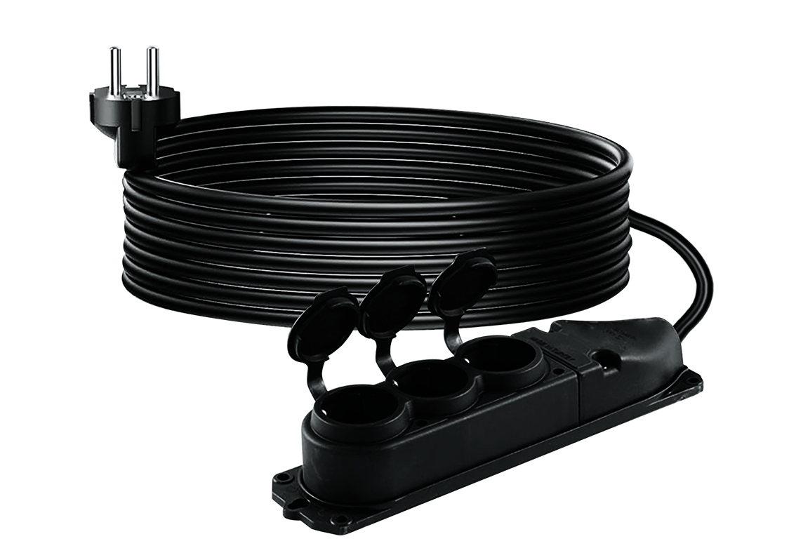 SGS Uzatma Kablo Kauçuk Üçlü Priz - Topraklı Monofoze Entegre Priz