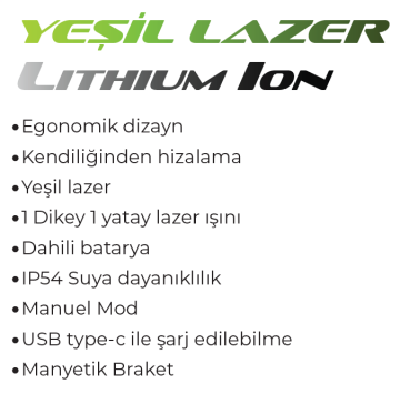 MAX EXTRA MXPFC011G1 - 30 Metre Yeşil Lazerli Hizalama 1 Dikey 1 Yatay