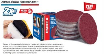 RODEX Yuvarlak Deliksiz Cırtlı Zımpara - 100 ADET