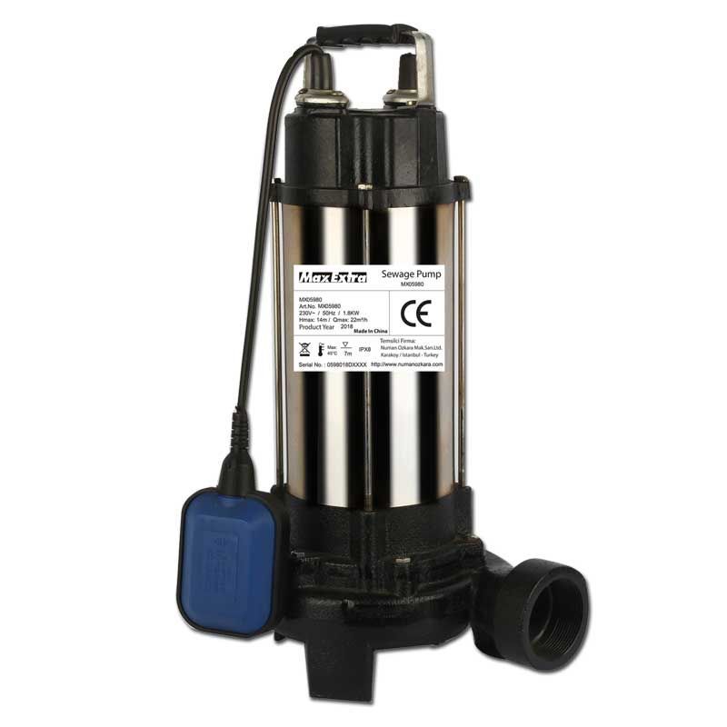 MAX EXTRA MX05910 Parçalayıcı Çift Bıçaklı Kirli Su Pompası 1,5 Hp
