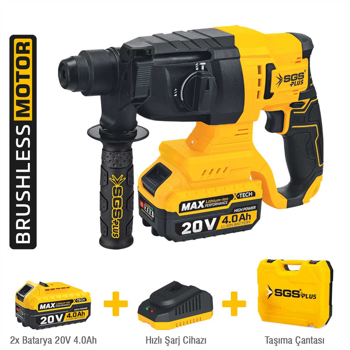 SGS5520 - 20 Volt 4 Amper - 1.8 Joule - SDS Plus Akülü Elektro Pnömatik Darbeli Kırıcı Delici Seti