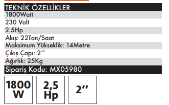 MAX EXTRA MX05980 - Parçalayıcı Çift Bıçaklı Kirli Su Pompası 2.5 Hp