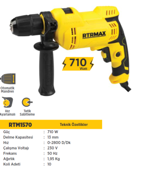 RTR Max Elektrikli Darbeli Matkap 710 Watt