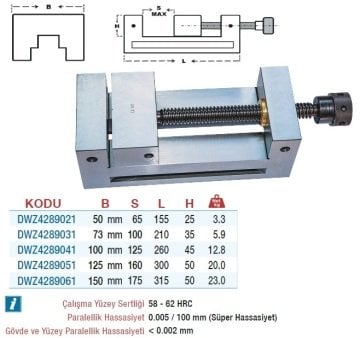 DW Takımcı Mengenesi Vidalı ve Hassas