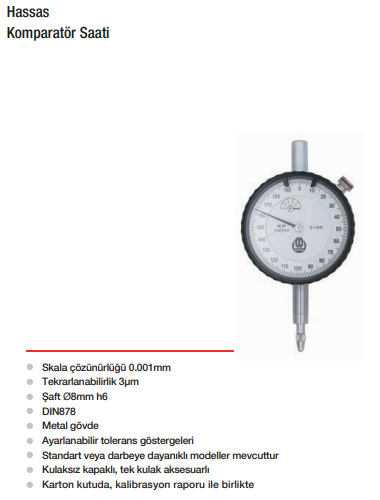 WERKA Hassas Komparatör Saati 0-1mm
