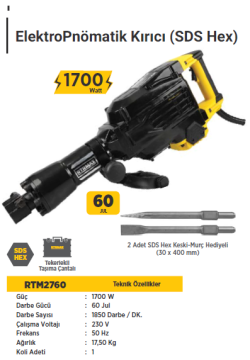 RTR Max Pnömatik Kırıcı - Delici Matkap SDS Max (1700 Watt)