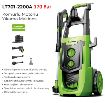 LUTİAN LT701-2200A - 170 BAR Elektrikli Yüksek Basınçlı Oto Araba Yıkama Makinası Kömürlü Motor