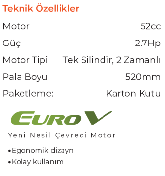 MAX EXTRA CSA52 - 52cm Pala Benzinli Ağaç Kesme Motoru 52cc 2.7 HP