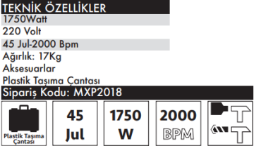 MAX EXTRA Elektrikli Kırıcı 17 KG 1750 Watt