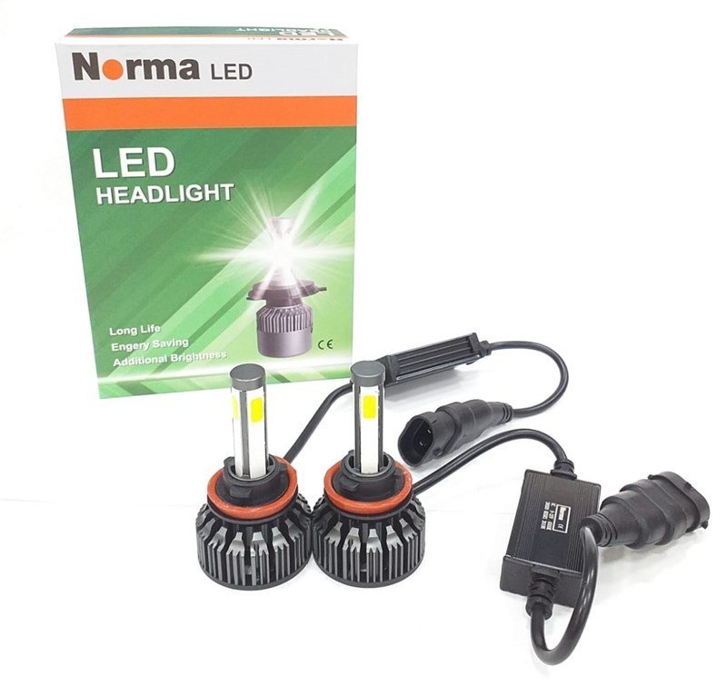 NORMA 9V-32V H11 XENON LED FAR AMPUL SETI 4 CIPLI 6000K 8000 LUMEN COB LED