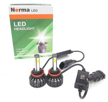 NORMA 9V-32V H11 XENON LED FAR AMPUL SETI 4 CIPLI 6000K 8000 LUMEN COB LED