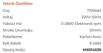 MAX EXTRA MX4539 - Tilki Kuyruğu Testere Makinası 710 Watt