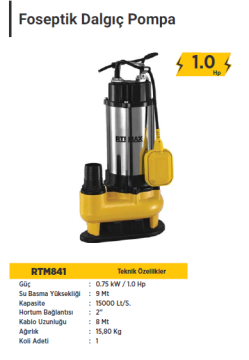 RTR MAX Foseptik Dalgıç Pompa 0.75 kW / 1.0 Hp
