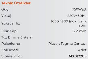 MAX EXTRA MX7285 - Alçıpan Zımparalama Makinesi 750 Watt - Toz Emişli - Led Işıklı