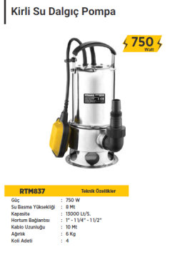 RTR Max Kirli Su Dalgıç Pompa (750 Watt)