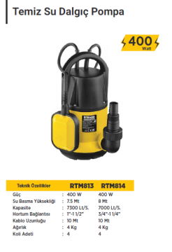 RTR Max Temiz Su Dalgıç Pompa (400 Watt)