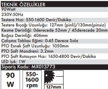 MAX EXTRA MX3773 - Şaftlı Kıl Testeresi Makinesi 90 Watt