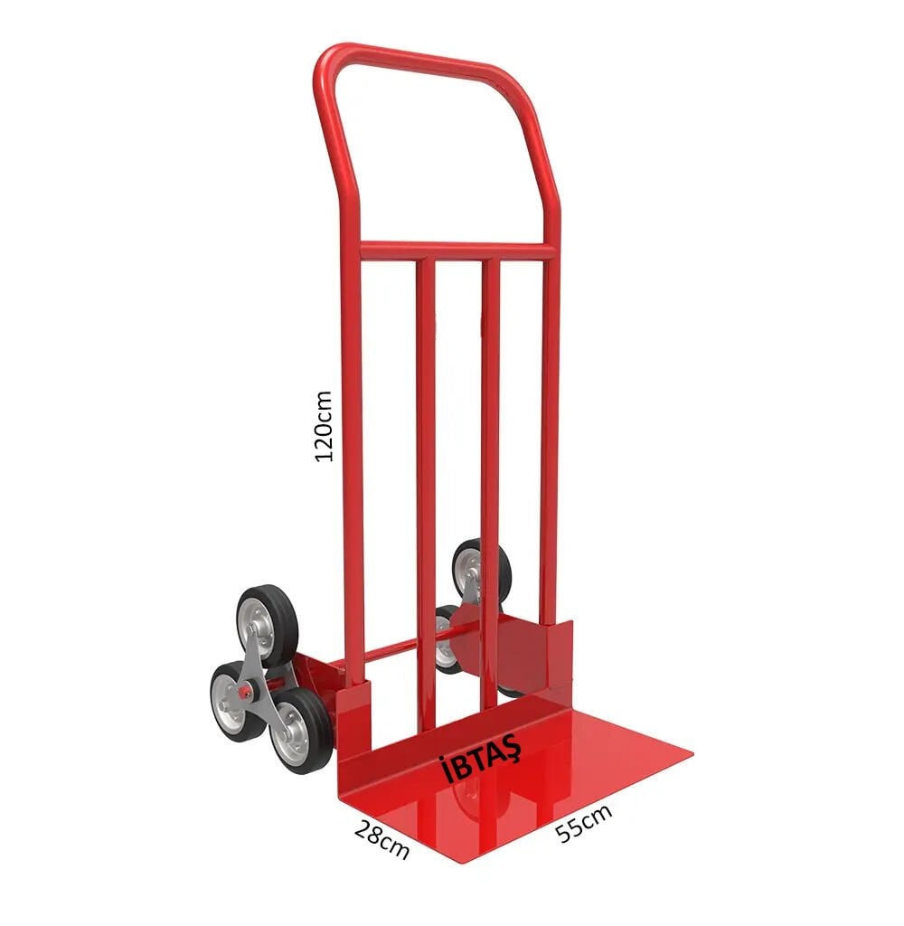 İBTAŞ 3 Tekerlekli 250 KG Ergonomik Merdiven Çıkabilen Koli, Eşya, Yük Taşıma EL Arabası