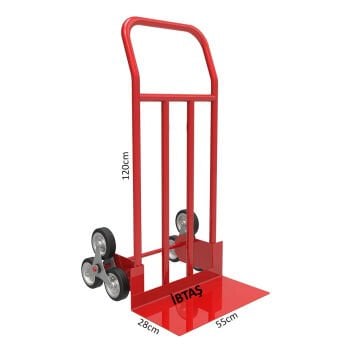 İBTAŞ 3 Tekerlekli 250 KG Ergonomik Merdiven Çıkabilen Koli, Eşya, Yük Taşıma EL Arabası