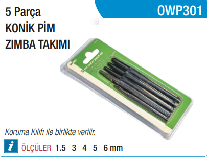 OWDEN 5 Parça Konik Pim Zımba Takımı