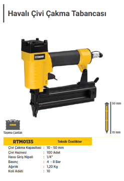 RTR Max Havalı Çivi Çakma Tabancası 16-40mm / 10-50mm