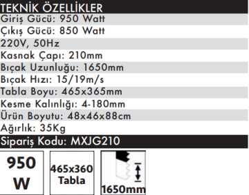 MAX EXTRA MXJG210 - Paslanmaz Kemik Et Kesme Parçalama Testeresi Kurban İçin 950 Watt