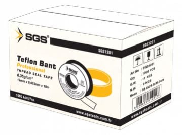 SGS1201 Teflon Bant Professional 12mm x 10 Metre / 0.35g/cm (10 ADET)
