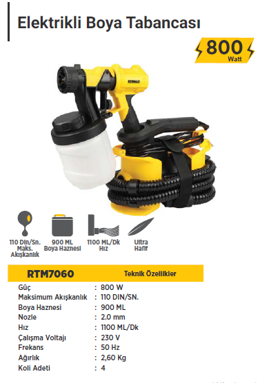 RTR Max Elektrikli Boya Tabancası (800 Watt)