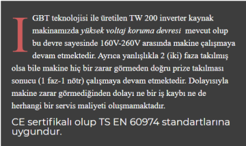 TÜRKWELD TW160 İnvertör Kaynak Makinası 160 Amper ( 3 Yıl Garanti )