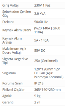 TÜRKWELD TW160 İnvertör Kaynak Makinası 160 Amper ( 3 Yıl Garanti )