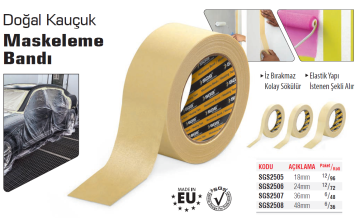 SGS Doğal Kauçuk Maskeleme Bandı 25 Metre 48mm